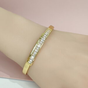 Copper Bangles Bracelets H Shape Zircon Good Quality No Change Color For Women Girls CC24110004