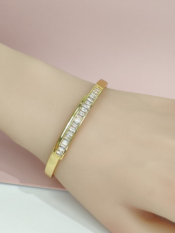 Copper Bangles Bracelets H Shape Zircon Good Quality No Change Color For Women Girls CC24110004
