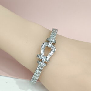 Copper Bangles Bracelets H Shape Zircon Good Quality No Change Color For Women Girls CC24110008