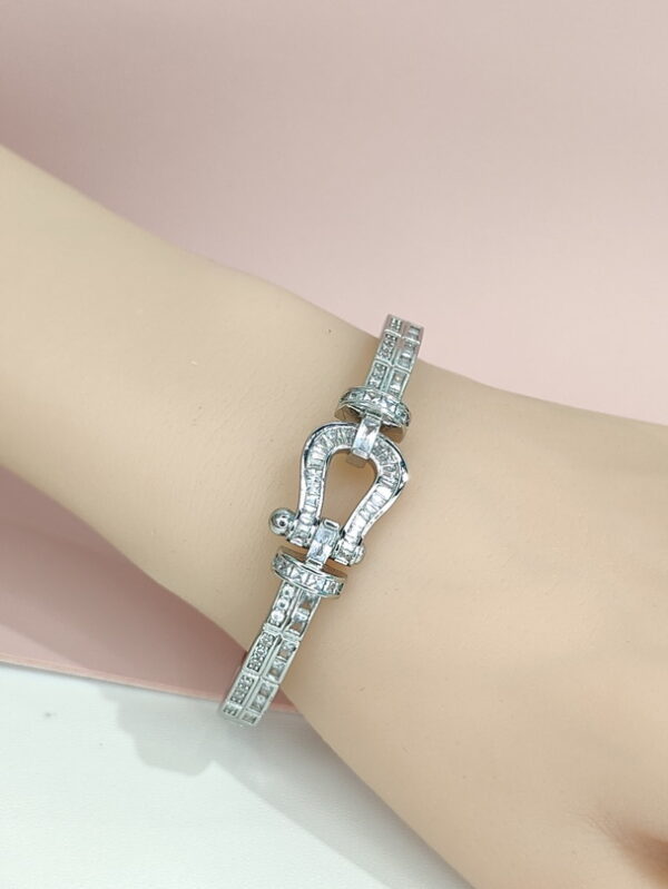 Copper Bangles Bracelets H Shape Zircon Good Quality No Change Color For Women Girls CC24110008