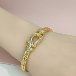 Copper Bangles Bracelets U Shape Zircon Good Quality No Change Color For Women Girls CC24110009
