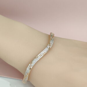 Copper Bangles Bracelets U Shape Zircon Good Quality No Change Color For Women Girls CC24110020