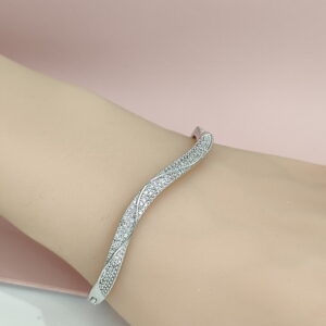 Copper Bangles Bracelets S Shape Zircon Good Quality No Change Color For Women Girls CC24110021