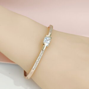 Copper Bangles Bracelets Rectangular Crystals/Zirconia Good Quality No Change Color For Women Girls CC24110028