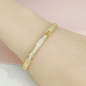 Copper Bangles Bracelets Rectangular Crystals/Zirconia Good Quality No Change Color For Women Girls CC24110029