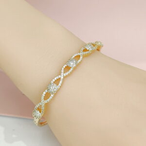 Copper Bangles Bracelets Double C Shape Crystals/Zirconia Good Quality No Change Color For Women Girls CC24110030