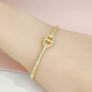 Copper Bangles Bracelets Twisted Geometric Crystals/Zirconia Good Quality No Change Color For Women Girls CC24110032