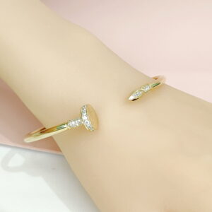 Copper Bangles Bracelets Saboteur Shape Crystals/Zirconia Good Quality No Change Color For Women Girls CC24110039