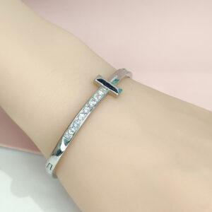 Copper Bangles Bracelets Saboteur Shape Crystals/Zirconia Good Quality No Change Color For Women Girls CC24110040