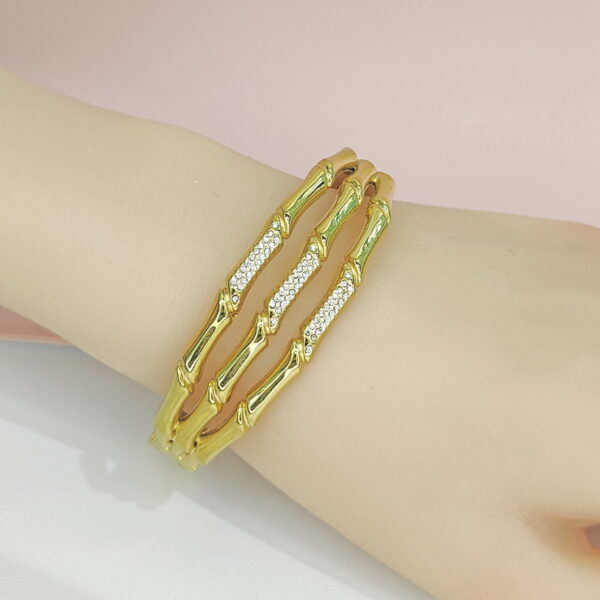 Stainless Steel Bangles Bracelets Crystals/Zirconia Triple Opening Oil Pressure Good Quality No Change Color For Women Girls CS24110001