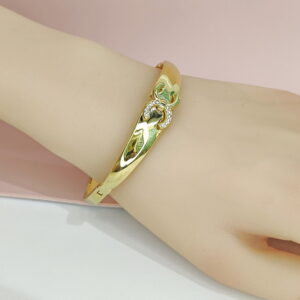 Stainless Steel Bangles Bracelets Crystals/Zirconia Double C Shape Good Quality No Change Color For Women Girls CS24110004