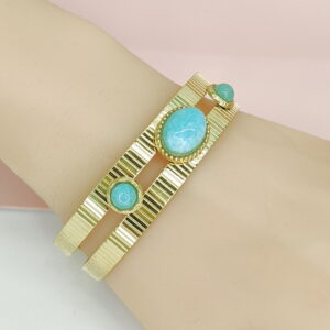 Stainless Steel Bangles Bracelets Crystals/Zirconia Double Row Onyx Good Quality No Change Color For Women Girls CS24110047