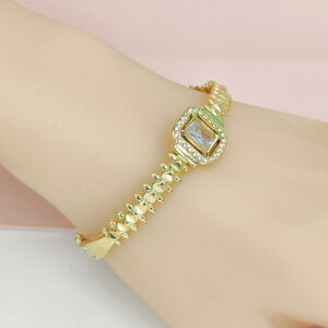 Stainless Steel Bangles Bracelets Crystals/Zirconia Courtly Style Square Good Quality No Change Color For Women Girls CS24110059
