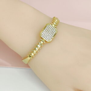 Stainless Steel Bangles Bracelets Crystals/Zirconia Cuban Square Good Quality No Change Color For Women Girls CS24110063