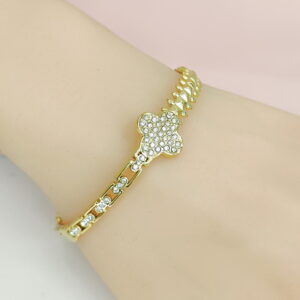 Stainless Steel Bangles Bracelets Crystals/Zirconia Cross Clover Good Quality No Change Color For Women Girls CS24110065