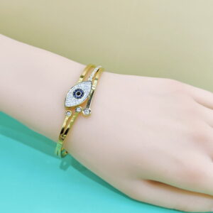 Stainless Steel Bangles Bracelets Crystals/Zirconia Devils'Eyes Good Quality No Change Color For Women Girls CS250108003