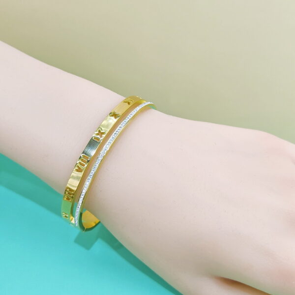 Stainless Steel Bangles Bracelets Crystals/Zirconia Hollowed Out Sized Good Quality No Change Color For Women Girls CS250108004