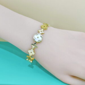 Stainless Steel Bangles Bracelets Crystals/Zirconia Four-Leaf Clover Good Quality No Change Color For Women Girls CS250108006