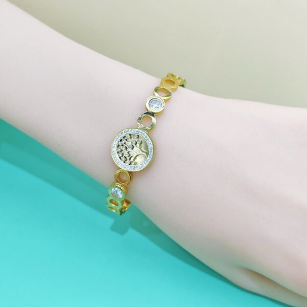 Stainless Steel Bangles Bracelets Crystals/Zirconia Life Trees Good Quality No Change Color For Women Girls CS250108007