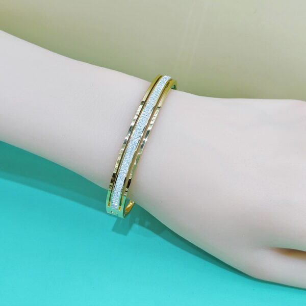 Stainless Steel Bangles Bracelets Crystals/Zirconia Line Simple Good Quality No Change Color For Women Girls CS250108013