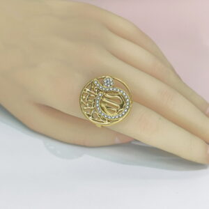 Open Adjustable Stainless Steel Rings  Hollowed Out With Crystals Good Quality No Change Color For Women Girls DS24110013