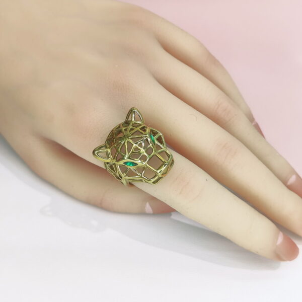Open Adjustable Stainless Steel Rings  Cut-Out Leopard Head Good Quality No Change Color For Women Girls DS24110017
