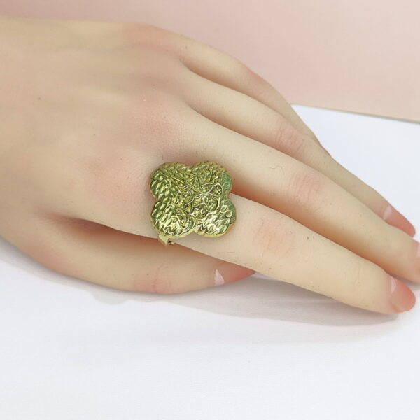Open Adjustable Stainless Steel Rings  Full Grain Clover Good Quality No Change Color For Women Girls DS24110022