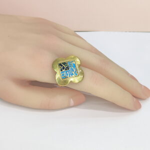 Open Adjustable Stainless Steel Rings  Clover With Oil Drop Good Quality No Change Color For Women Girls DS24110028