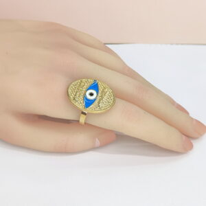 Open Adjustable Stainless Steel Rings Oval Devil'S Eye Good Quality No Change Color For Women Girls DS24110029