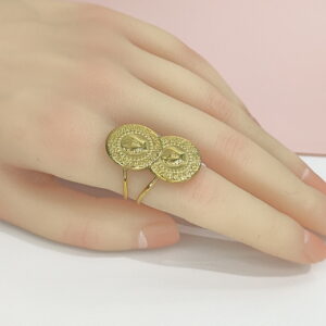 Open Adjustable Stainless Steel Rings  Double Round Shape Good Quality No Change Color For Women Girls DS24110031