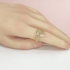 Open Adjustable Stainless Steel Rings Openwork With Crystals Good Quality No Change Color For Women Girls DS24110044