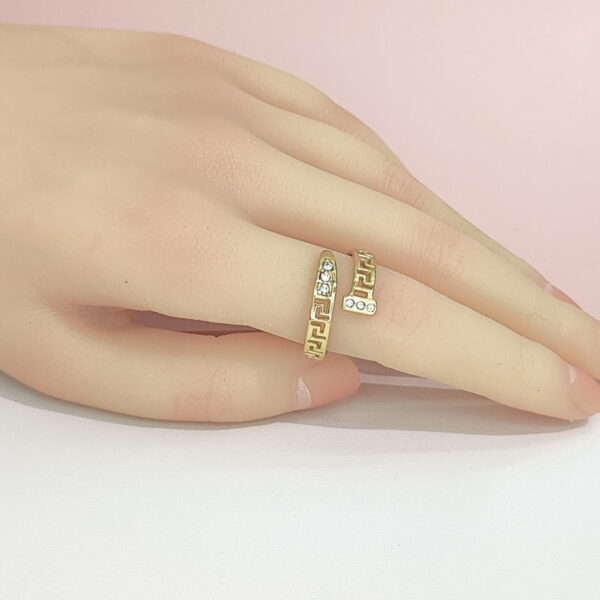 Open Adjustable Stainless Steel Rings  Openwork With Crystals Good Quality No Change Color For Women Girls DS24110044