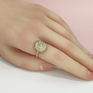 Open Adjustable Stainless Steel Rings  Sunflower Snowflake Thorns Good Quality No Change Color For Women Girls DS24110046