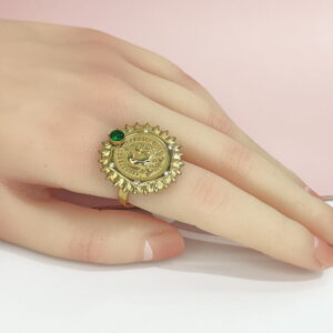 Open Adjustable Stainless Steel Rings  Round With Crystals Good Quality No Change Color For Women Girls DS24110047