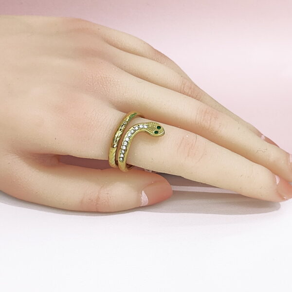 Open Adjustable Stainless Steel Rings  Snake With Crystals Good Quality No Change Color For Women Girls DS24110049