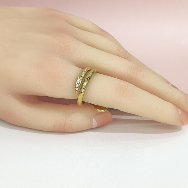 Open Adjustable Stainless Steel Rings  Snake With Crystals Good Quality No Change Color For Women Girls DS24110050