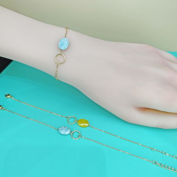 Stainless Steel Bracelets Bangles Oval Natural Stone Good Quality No Change Color For Women Girls  ES250108002