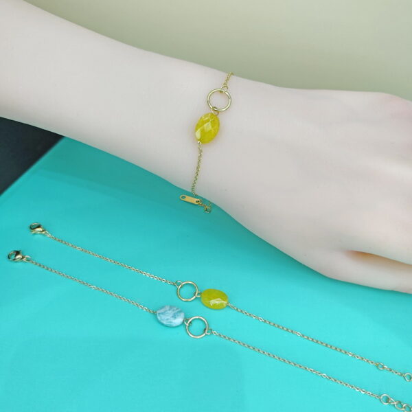 Stainless Steel Bracelets Bangles Oval Natural Stone Good Quality No Change Color For Women Girls  ES250108003