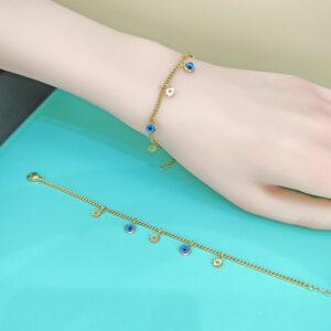 Stainless Steel Bracelets Bangles with Pandents Devil'S Eyes Good Quality No Change Color For Women Girls  ES250108006