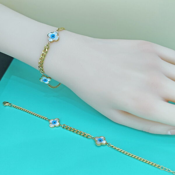Stainless Steel Bracelets Bangles with Pandents Four-Leaf Clover Good Quality No Change Color For Women Girls  ES250108008