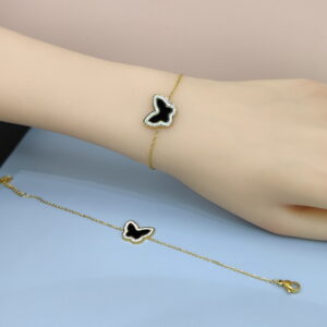 Stainless Steel Bracelets Bangles with Pandents Black Butterfly Good Quality No Change Color For Women Girls  ES250108015
