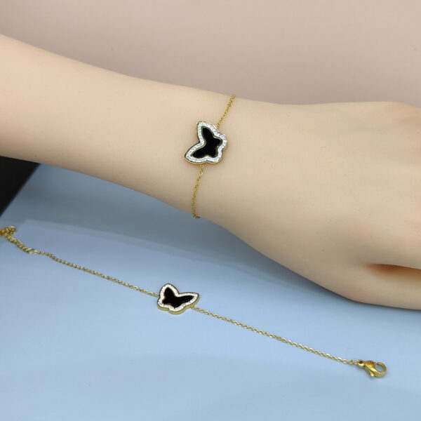 Stainless Steel Bracelets Bangles with Pandents Black Butterfly Good Quality No Change Color For Women Girls  ES250108015