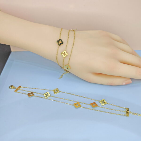 Stainless Steel Bracelets Bangles with Pandents Four-Leaf Clover Good Quality No Change Color For Women Girls  ES250108018