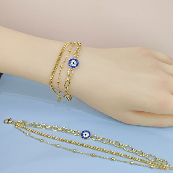 Stainless Steel Bracelets Bangles with Pandents Devil'S Eyes Good Quality No Change Color For Women Girls  ES250108024