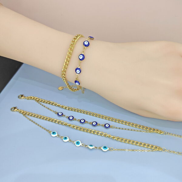 Stainless Steel Bracelets Bangles with Pandents Devil'S Eyes Good Quality No Change Color For Women Girls  ES250108027
