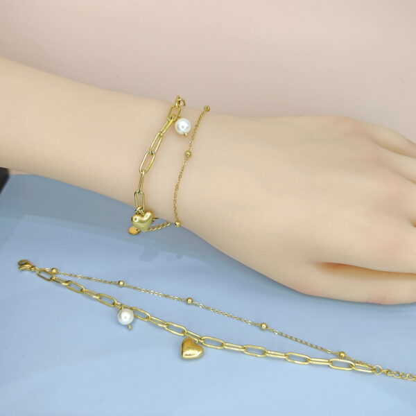 Stainless Steel Bracelets Bangles with Pandents Love Heart Good Quality No Change Color For Women Girls  ES250108030