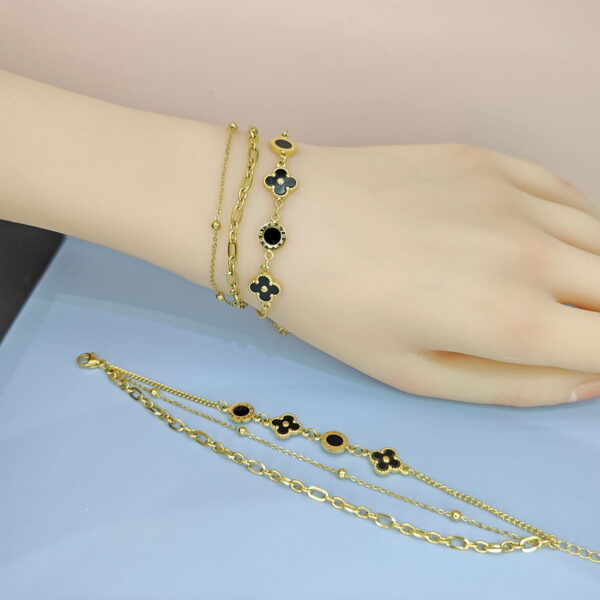 Stainless Steel Bracelets Bangles with Pandents Four-Leaf Clover Good Quality No Change Color For Women Girls  ES250108031