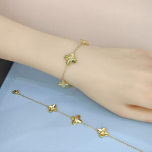 Stainless Steel Bracelets Bangles with Pandents Four-Leaf Clover Good Quality No Change Color For Women Girls  ES250108032