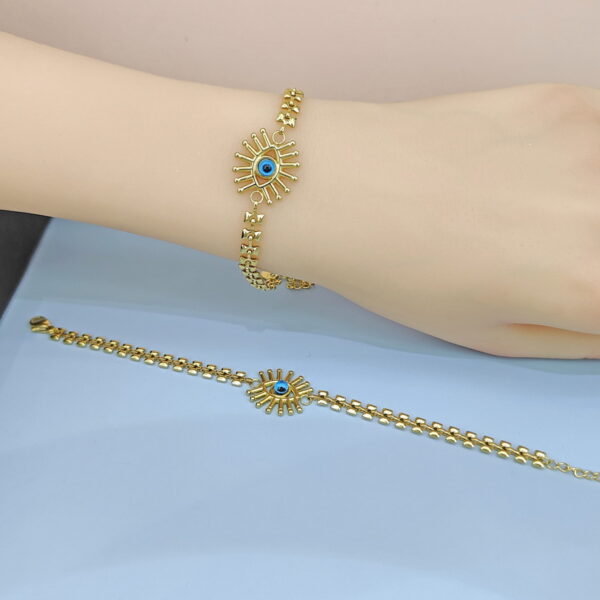 Stainless Steel Bracelets Bangles with Pandents Turkish Blue Eyes Good Quality No Change Color For Women Girls  ES250108033