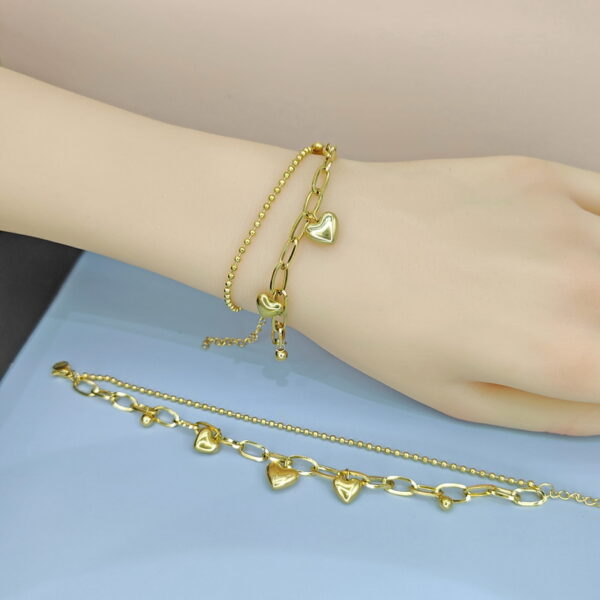 Stainless Steel Bracelets Bangles with Pandents Love Heart Good Quality No Change Color For Women Girls  ES250108038